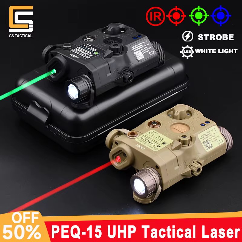 WADSN Airsoft UHP AN PEQ 15 PEQ-15 LA5C Red Dot Green Blue Laser Indicator IR Fill Light LED Hunting Scout AR15 Fit 20MM Rail