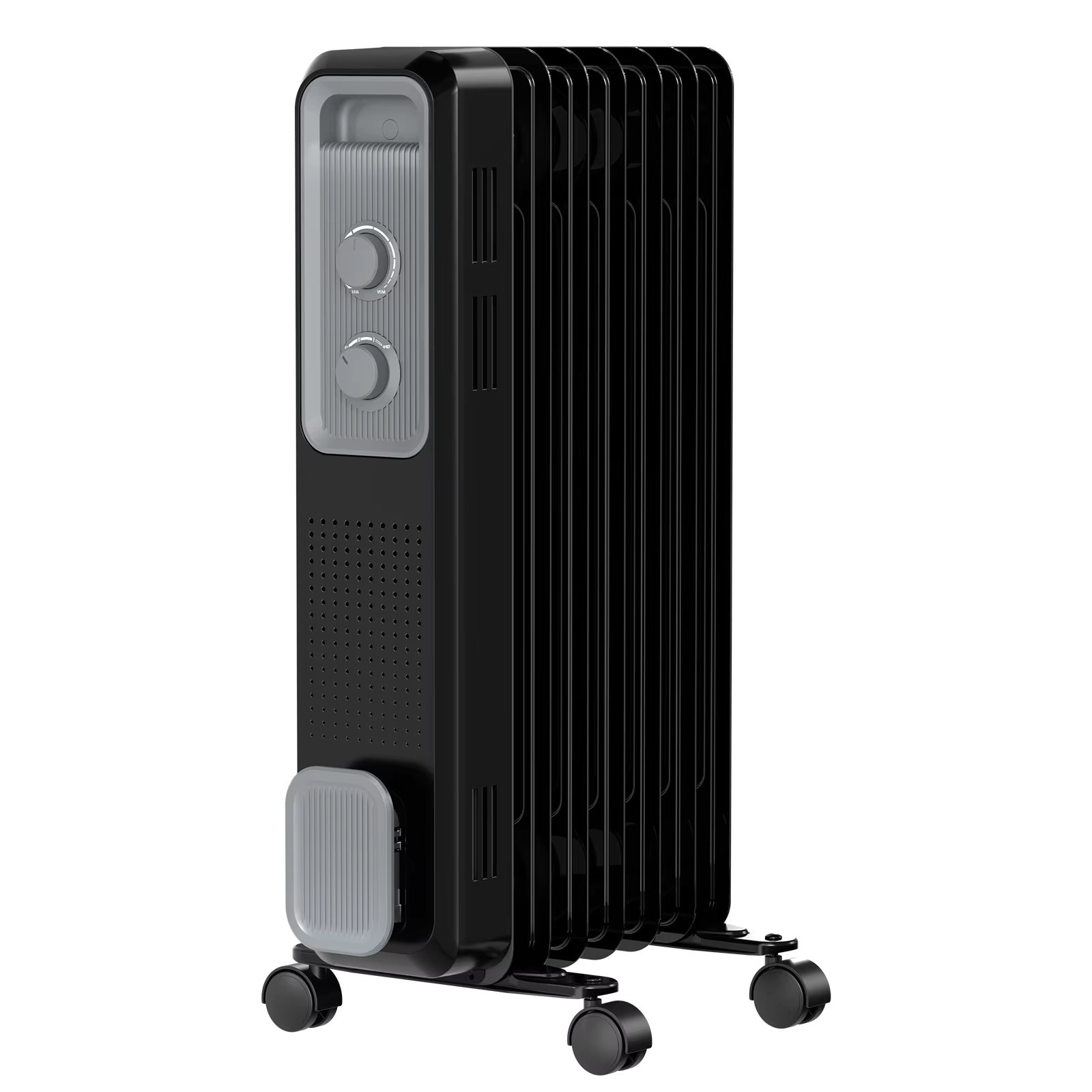 Portable Electric Heater,Oil Filled Radiator Heater,3-Level Adjust,Tip-over & Overheat Protection,with Wheels & Handle,1200W