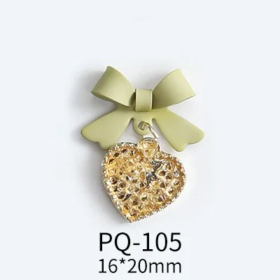 5Pcs Sweet Design Nail Art Designs Charms 6 Colors Bow Heart Alloy Crystal Rhinestones Full Diamond Nail Pendant Jewelry