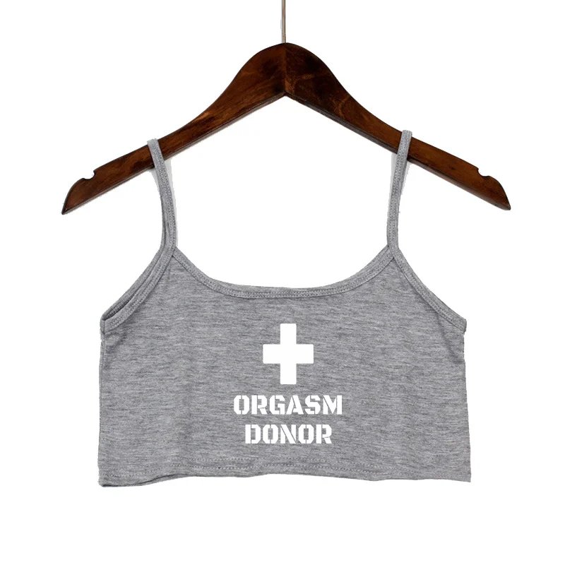 Women Clothing Sexy Tops for Women Fashion Tank Top ORGASM DONOR Letter Print Sexy Seamless Sleeveless Camis Backless Camisole