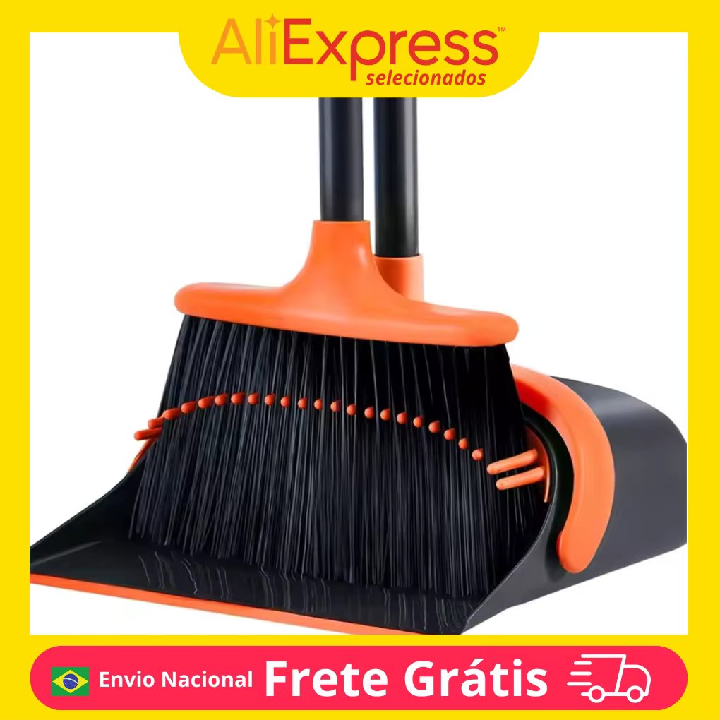 Home Floor-sweeping Household Shade and Broom Kit Kitchen Office Cleaning Brush Vertical Folding Orange or Grey