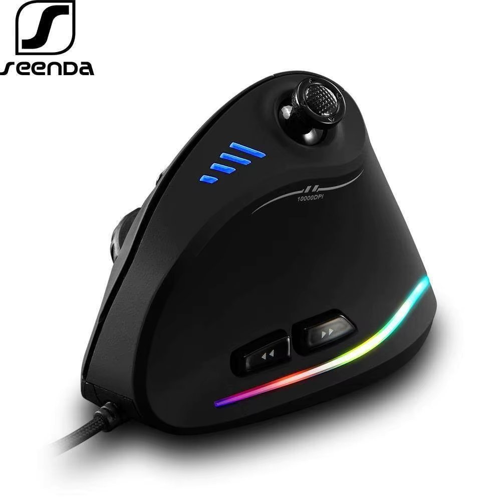SeenDa Vertical Gaming Mouse Wired RGB Ergonomic Mouse USB Joystick Programmable Gaming Mice for PC Computer Gamers