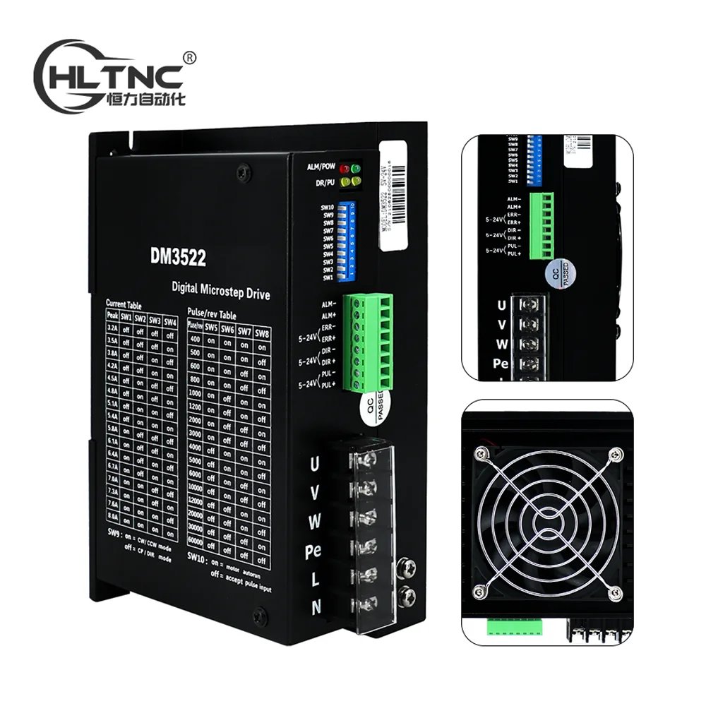 HLTNC DM3522 Three Phase 8A AC 110V 220V Stepper Motor Driver Fit Nema 34 42 86 110 8N 12N Step Engine For CNC Engraving Machine