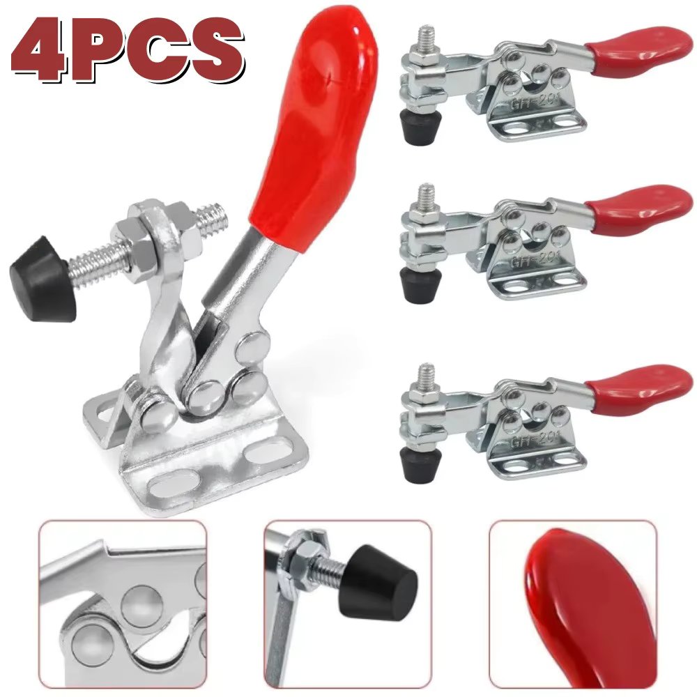 4PCS Horizontal Quick Fixture Iron Galvanized Horizontal Locking Rod Fastener 27KG Vertical Pulling Clamp for Woodworking 201