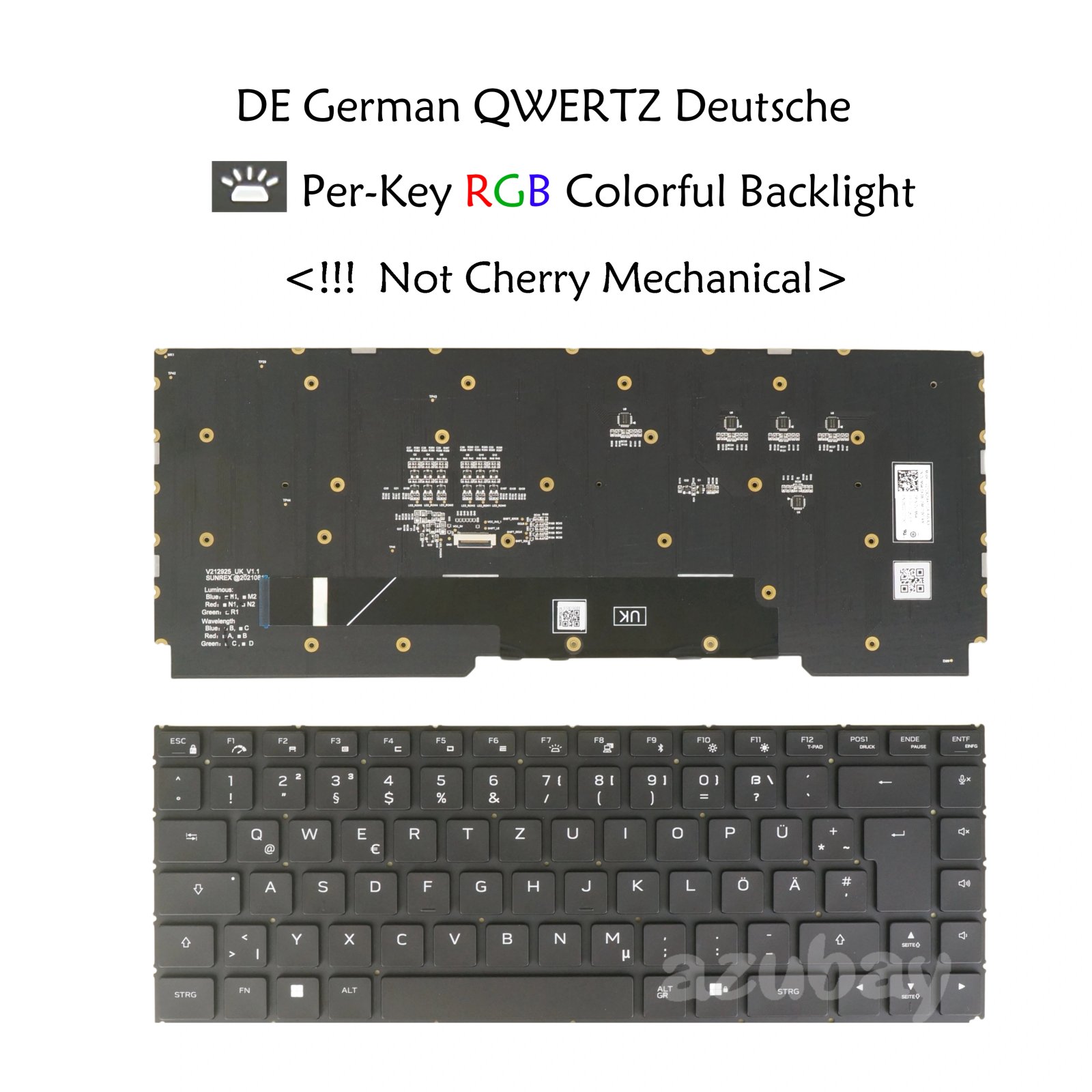 German QWERTZ Laptop Keyboard for DELL Alienware M15 R7, M17 R5 0V1M94 V1M94 Per-Key RGB Backlit (!!! Not Cherry Mechanical)