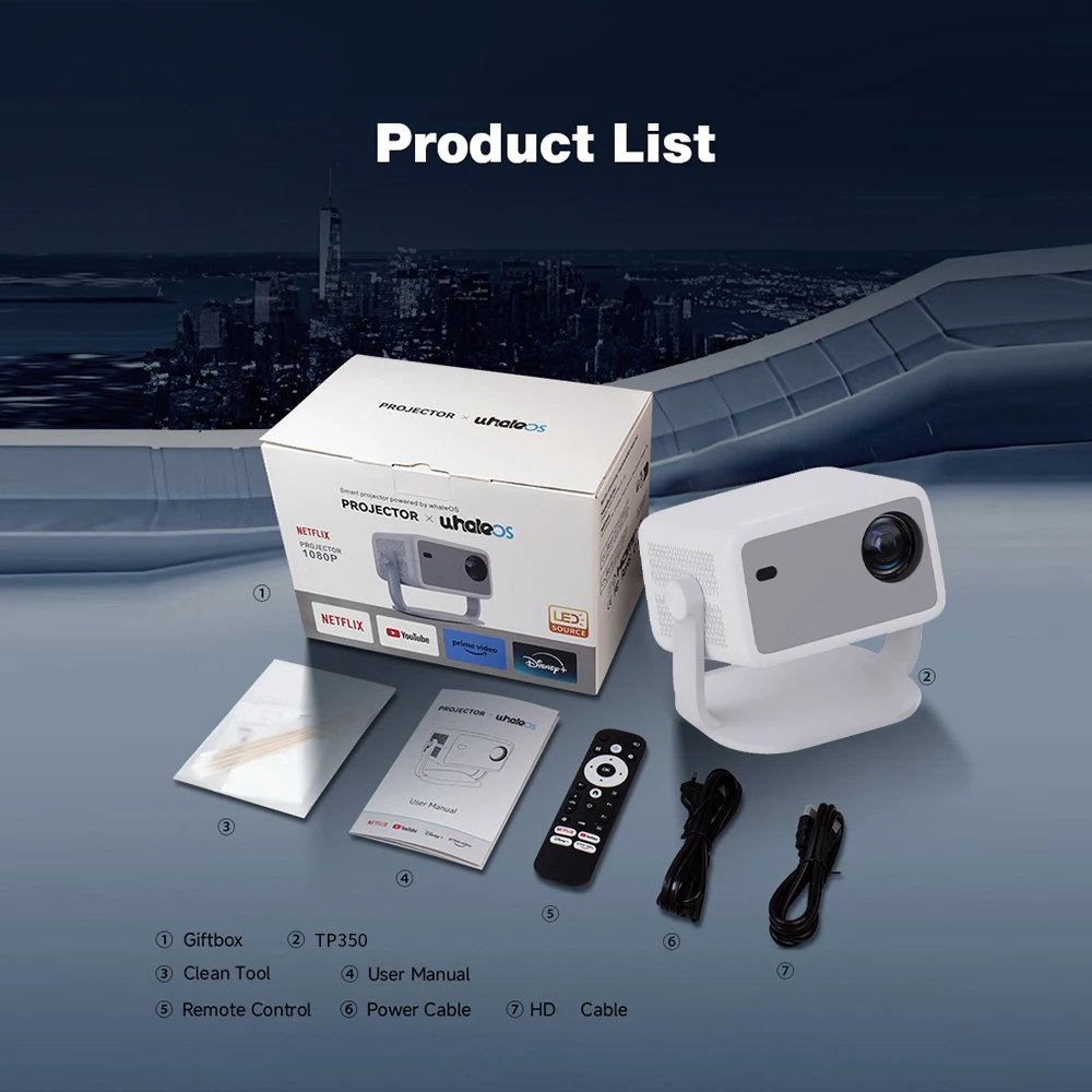 TP350 Netflix Certification Projector 4K Android 13 Native Wifi6 BT5.2 1080P 650ANSI Portable Projector Auto Keystone Correction