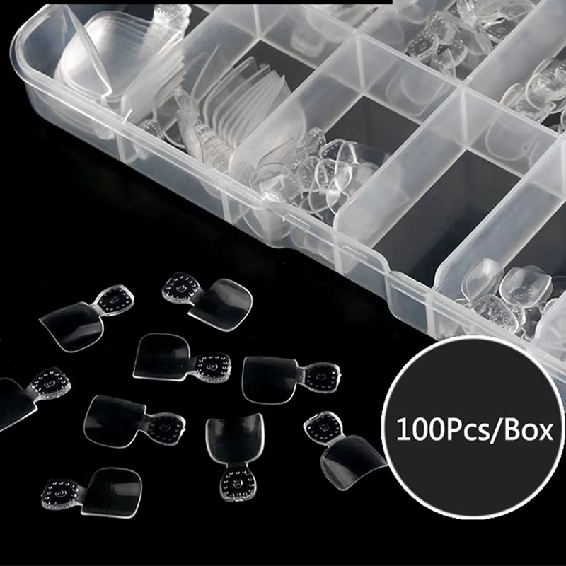 100pcs/Box Natural Clear Foot Fake Nails Artificial Toe False Nais Detachable Nails Tips Manicure Art Fake Toe Nails