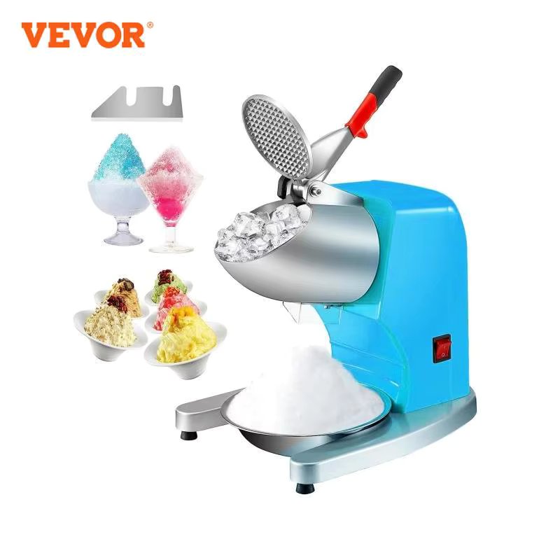 VEVOR Ice Crushers Machine 220lbs Per Hour Electric Snow Cone Maker with 4 Blades Stainless Steel Shaved Ice Machine 