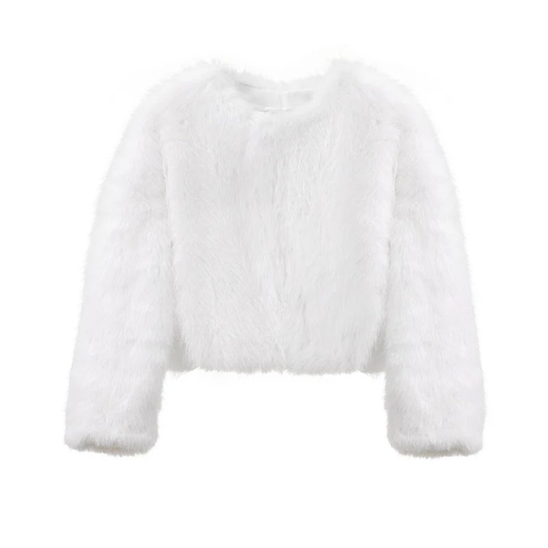 solid white fur coat