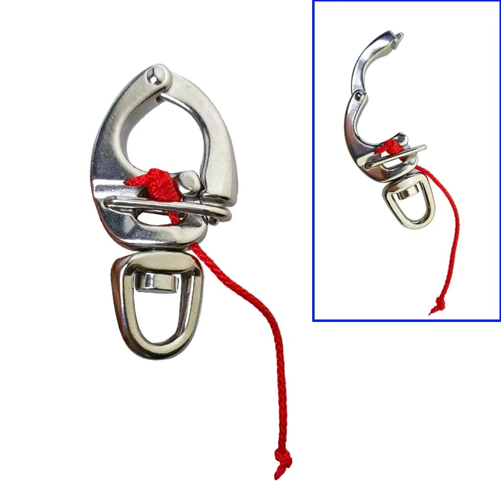 Quick Release Boat Snap Shackle with Small Swivel Eye 316 SS Yacht Truck Car Apartment RV Fast Eye Snap Hook
