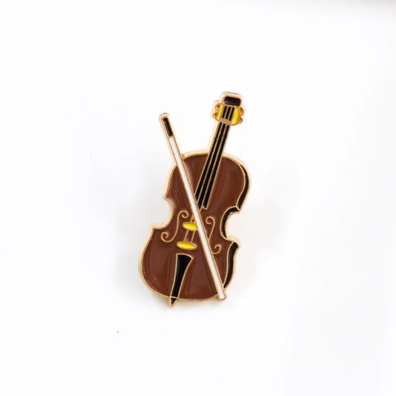 Cartoon Violin Enamel Pin Badge Brown Cello Musical Instruments Cute Brooch Jewelry Women Lapel Backpack Gift Wholesale