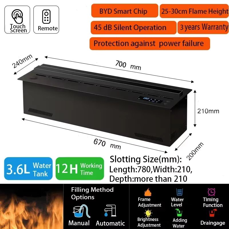 3D Electric Vapour Fireplace Smart Home Tuya APP Steam Simulated Flame TV Decorative Fireplace Humidifier Living Room Fire place