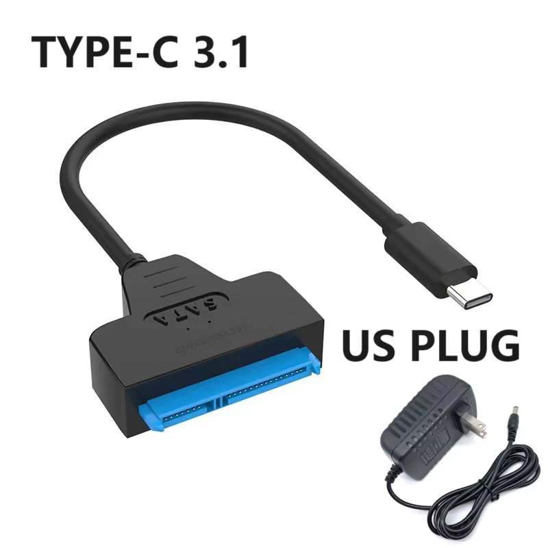 SATA to USB 3.0 TYPE-C Cable with DC Power Supply Port for 2.5Inch External HDD SSD Hard Drive SATA  Adapter Type C To Sata Cord