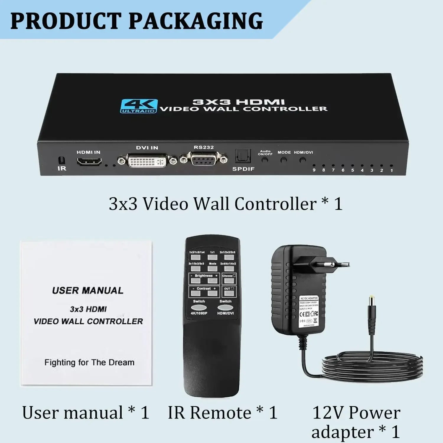 4K Video Wall Controller 3x3 1080P HDMI Video Image Processor 3x3 2x3 2x4 1x3 1x4 for 9 Screen Stitching Splicer with Audio Out