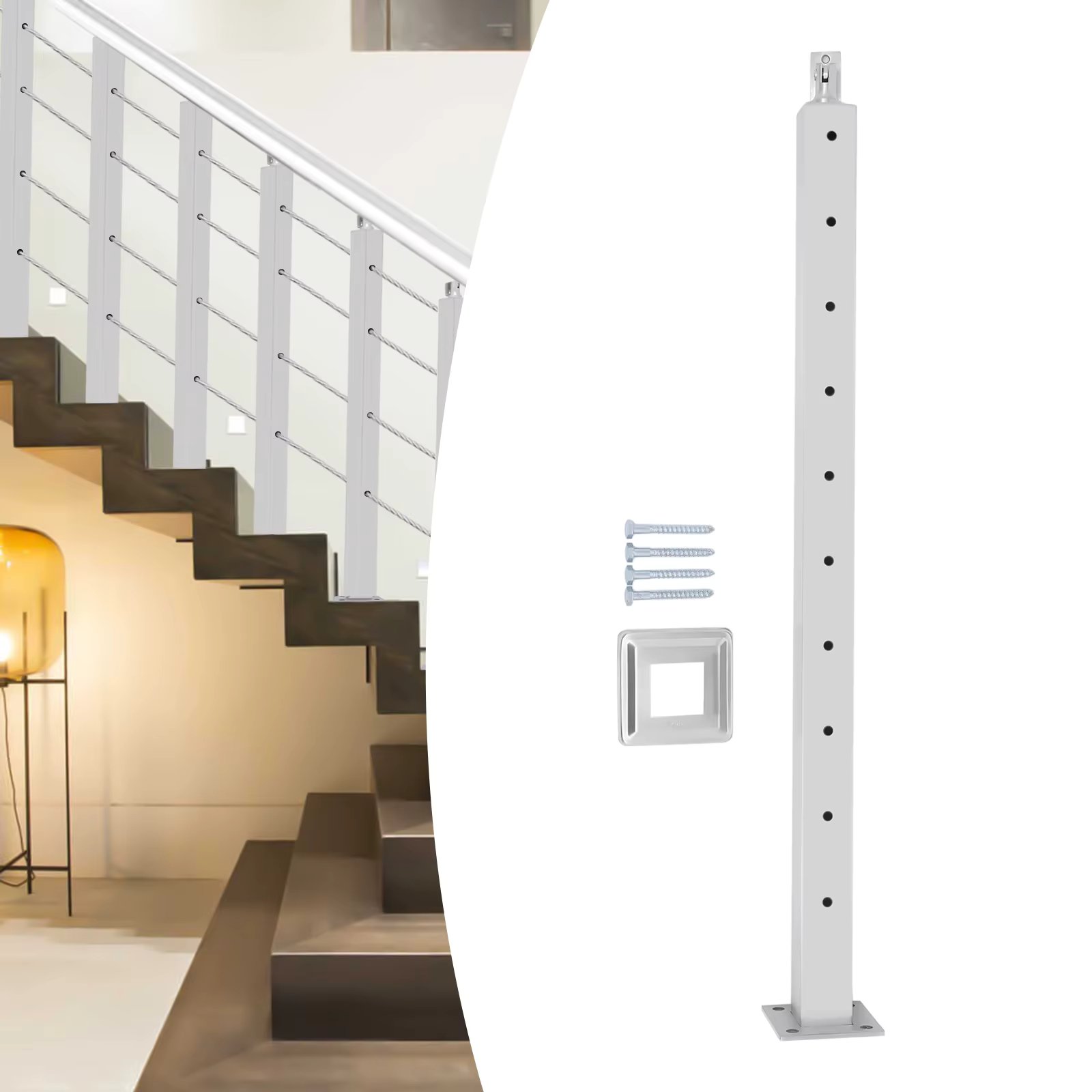 90CM Handrails, Stainless Steel Handrail Railing, Floor Mounted Handrail, Stair Rail Hand Rails for Outdoor Steps Silver