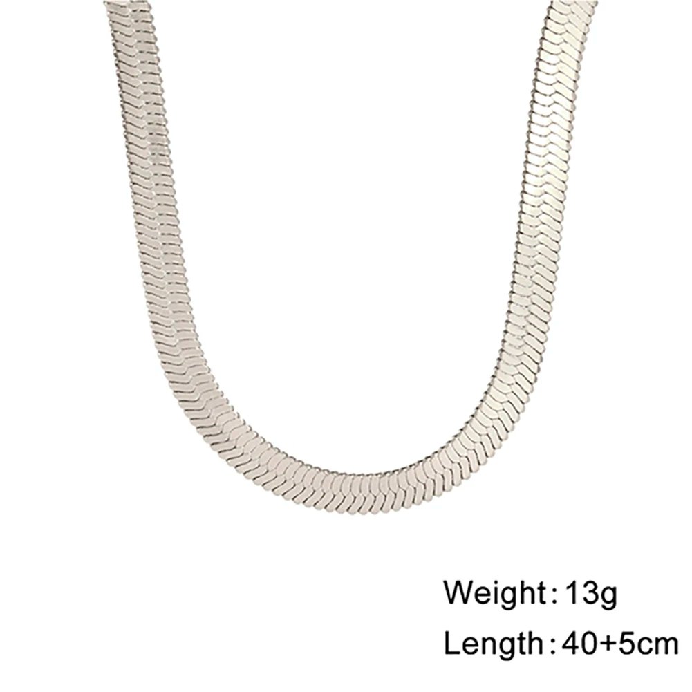 VASSAGO Snake Chain Necklace Wide Flat Herringbone Neck Chains for Women Men Blade Chain Gold Plated DIY Jewelry Accessories