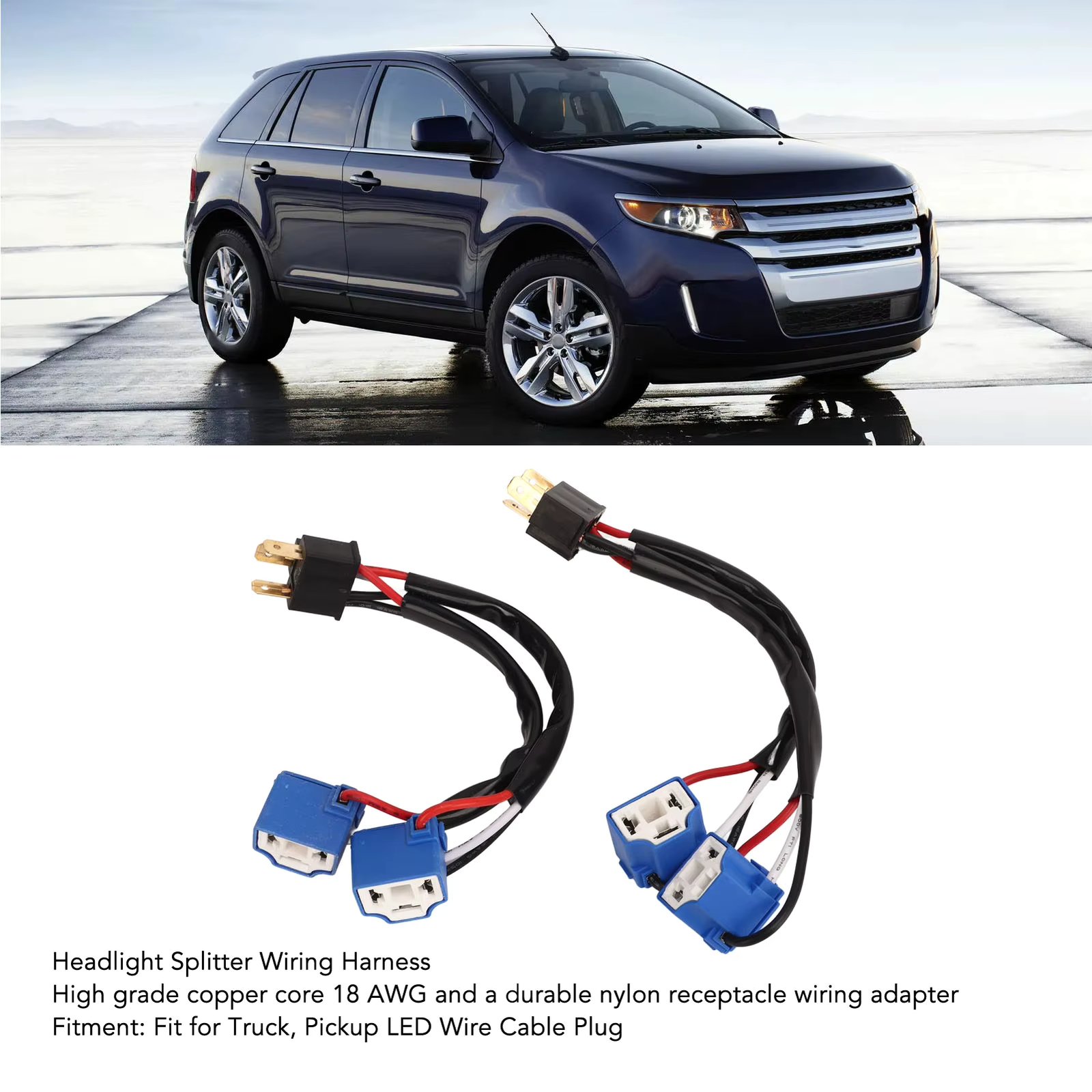 Headlight Conversion Cable Wire Nylon Socket H4 9003 Wire Harness Heat Resistant Male To Female Copper for Truck