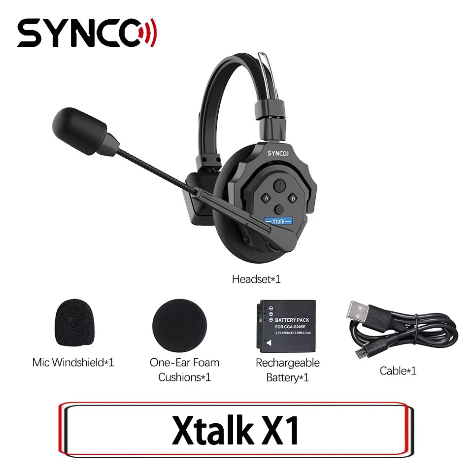 SYNCO Xtalk / Xtalk Xpro X1 X2 X3 X5 X9 Full-Duplex Single-Ear Headset Remote Wireless Intercom System for Filmmaking Television