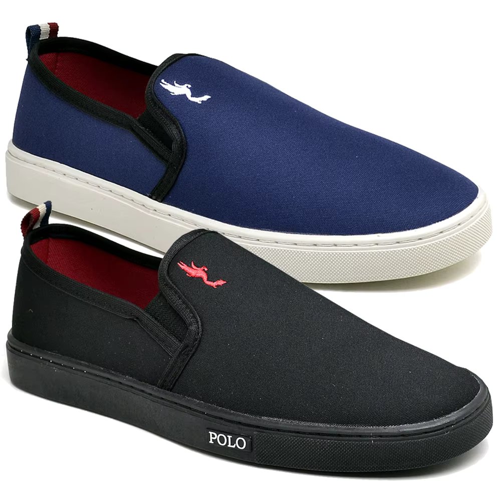 Polo Blu Men's Tennis Slip On Combo with 2 Paired Black and Blue from 37 to 46