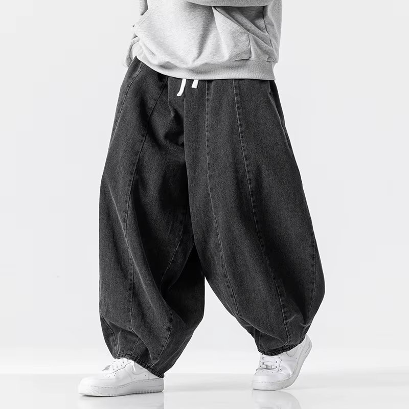 Harajuku Men Wide-leg Jeans Oversized Fashion Loose Cargo Jean Pants Male High Street Baggy Denim Trousers Hip Hop Streetwear