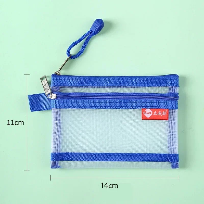 Double Layer Nylon Mesh Square Zipper Coin Bags Purse Money Wallet Bank ID Credit Card Holder License B8 Storage Pocket Bags
