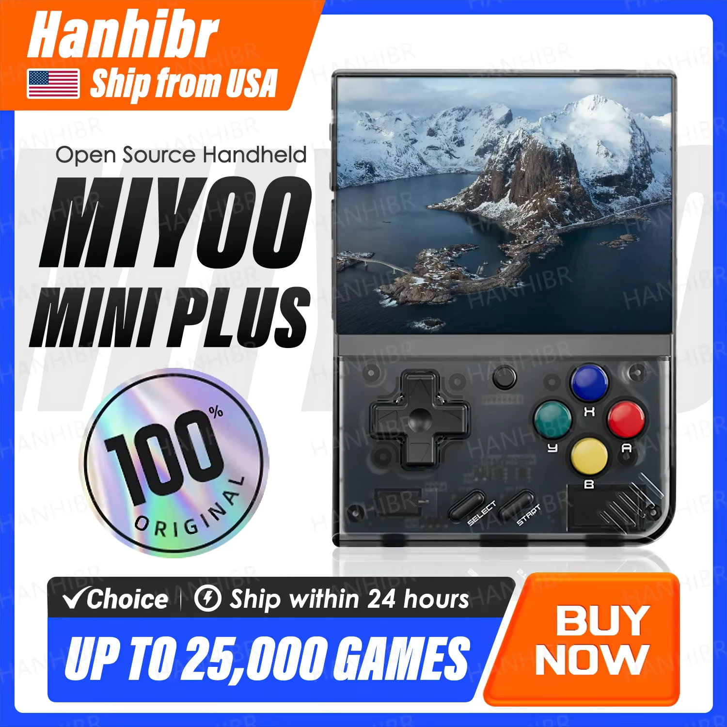 MIYOO Mini Plus Portable Retro Handheld Game Console V2 Mini+ IPS Screen Classic Video Game Console Linux System Children's Gift