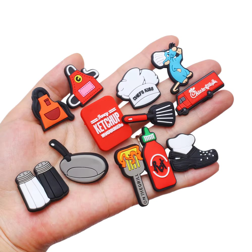 Chef Style PVC Shoe Charms Accessories Decorations Cook Hat Apron Wok Spatula Designer  Buckle Kids Gifts Wholesale