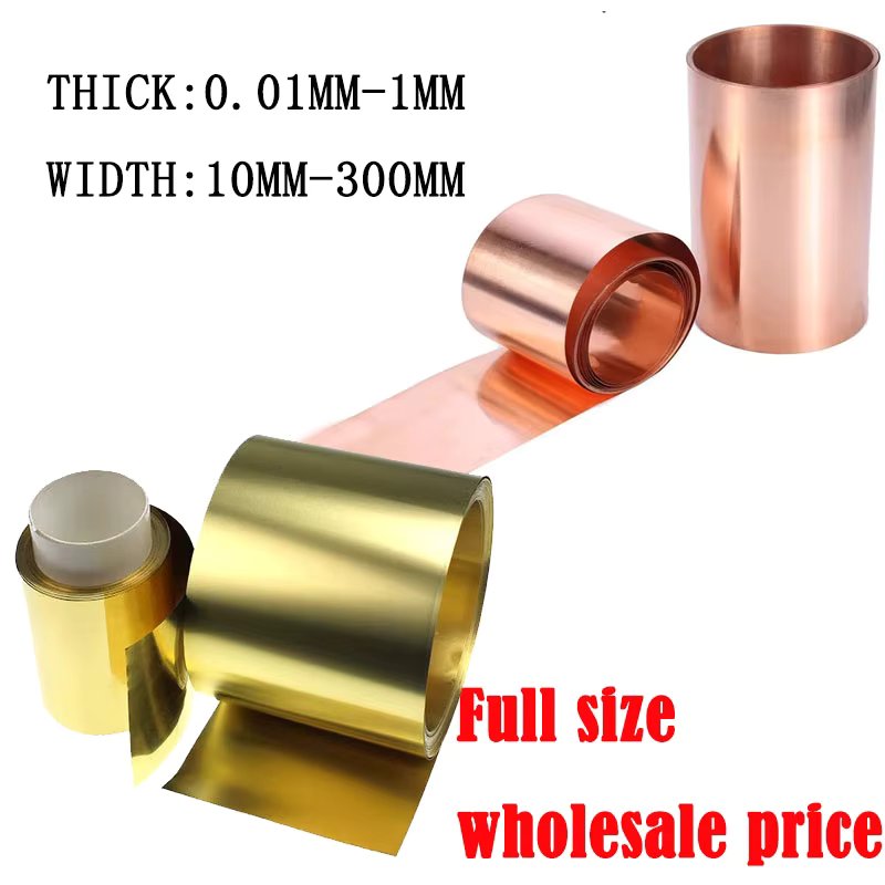 99.9% Pure Copper Cu Metal Sheet Foil Plate / H62 Brass Metal Sheet Foil Plate Strip 0.1-0.6mm Copper Strip Copper Skin Red CU
