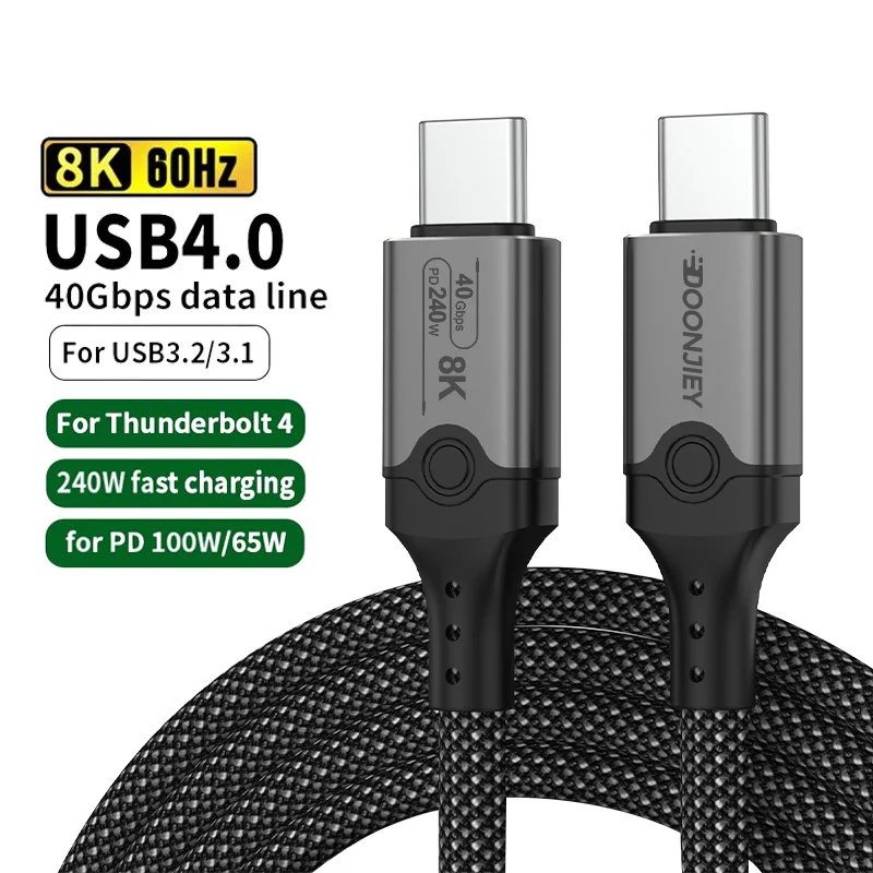Thunderbolt 4 USB C Cable USB4 Type C to Type-C Charge Data Cable 8K@60Hz 40Gbps USB-C Cord for PS5 Nintendo Switch MacBook Pro