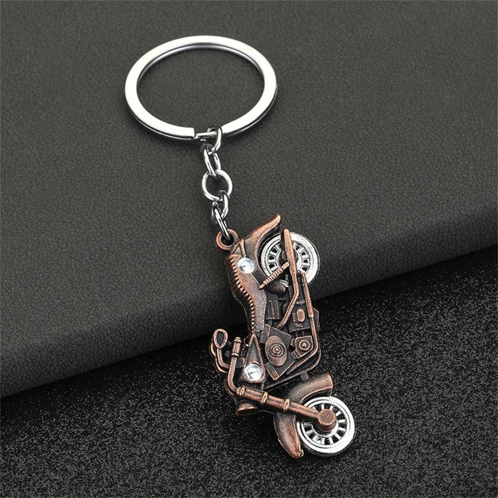 Retro Motorcycle Keychain Metal Excitebike Pendant Car Keyring for Women Men Backpack Accessories Key Fob Souvenir Gifts