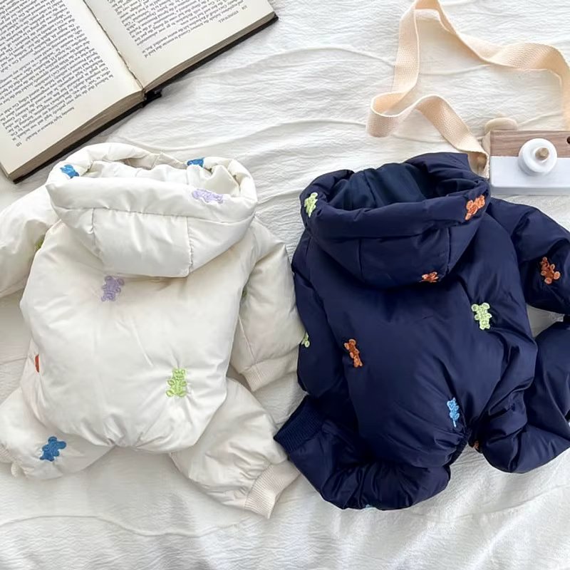 Pet Four Legged Dog Parks Teddy Dog Jumpsuit Embroidered Coat Autumn and Winter Clothing Small Dog Yorkshire Winter Puppy