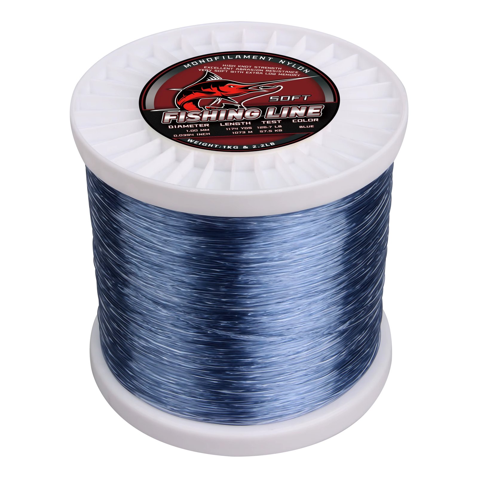 13.7lb-126.7lb High Impact Monofilament Fishing Line Premium Blue Clear Nylon Carp Wire Leader Sea Fishing Line 1kg 1073m-11919m