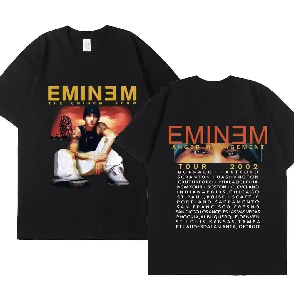 Rapper Eminem Music Album T Shirt World Tour Gift for Fan Graphic T-shirt Men Women Vintage Oversized classic Tshirts Streetwear