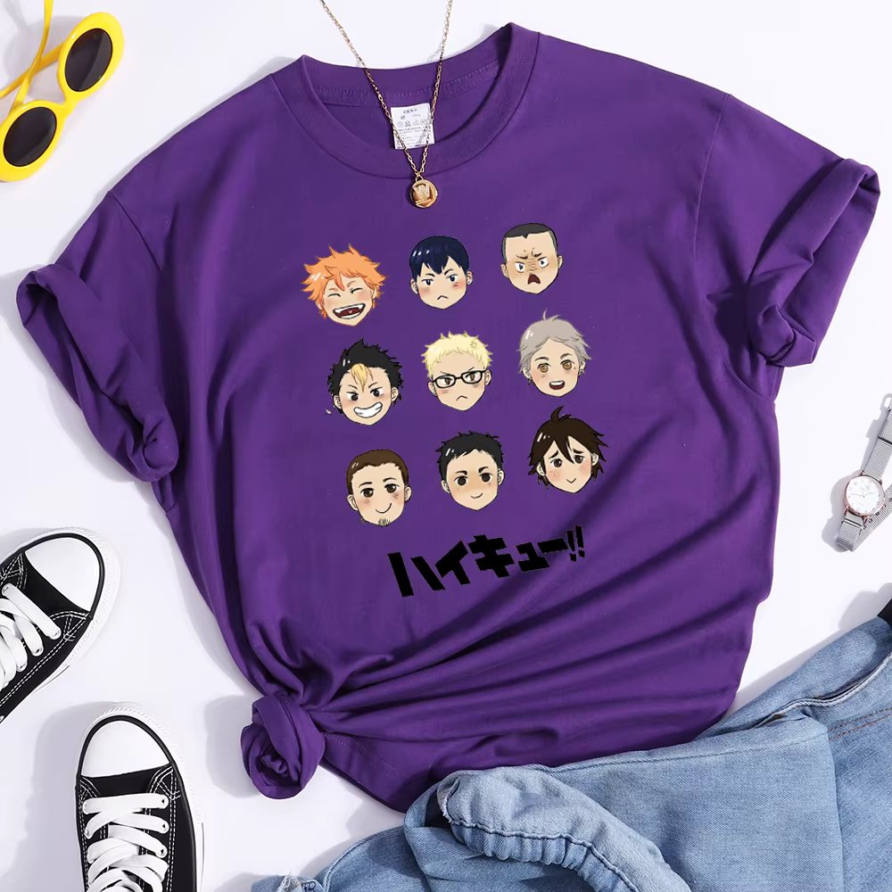 Haikyuu Harajuku T-shirt Woman Breathable Casual Short Sleeve Top Tee Female Summer New Street Round Neck Anime Kawaii T shirt