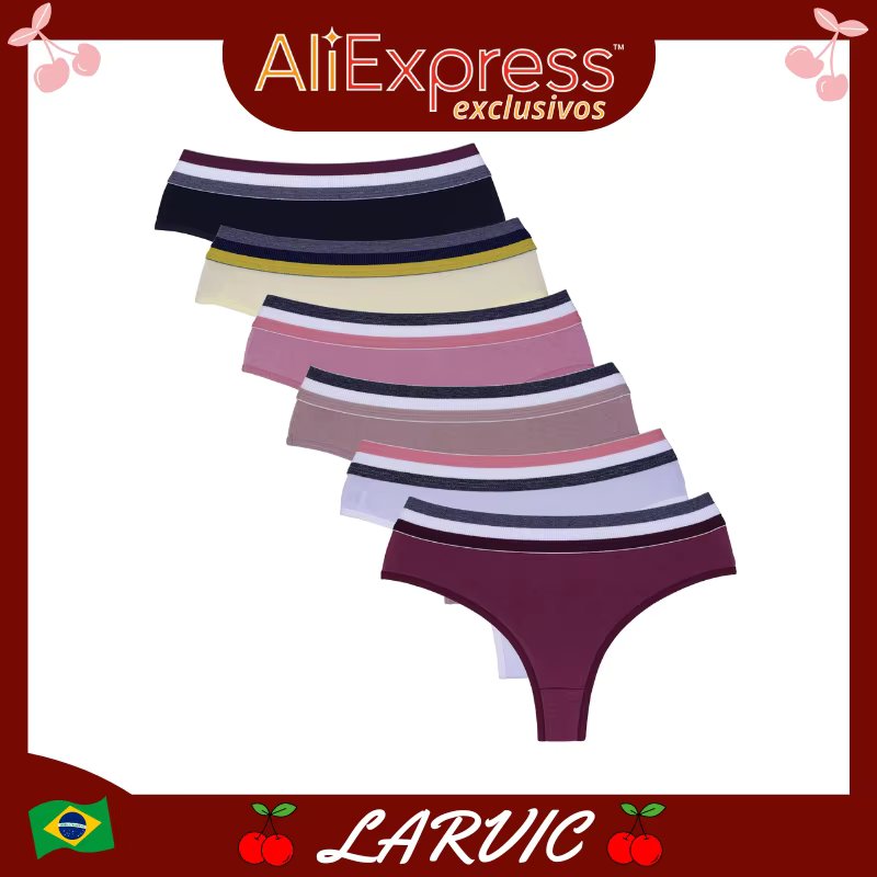 Calcinhas Kit 3 5 ou 10 de Algodão Conforto Cotton com Elástico Lingerie Confortável, Simples Estilo Conforto Lingerie Pantys