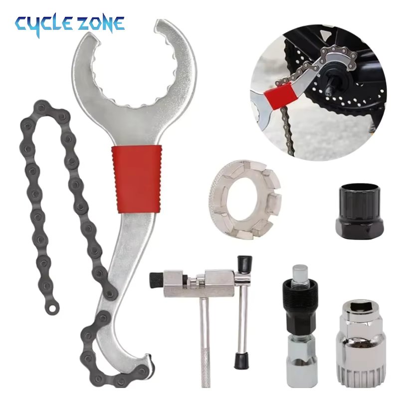 Bike Repair Tool Kit 6 Pcs Bicycle Repair Tools Set with Flywheel Remover Wrench Chain Breaker Cycling Multitool MTB Accessories