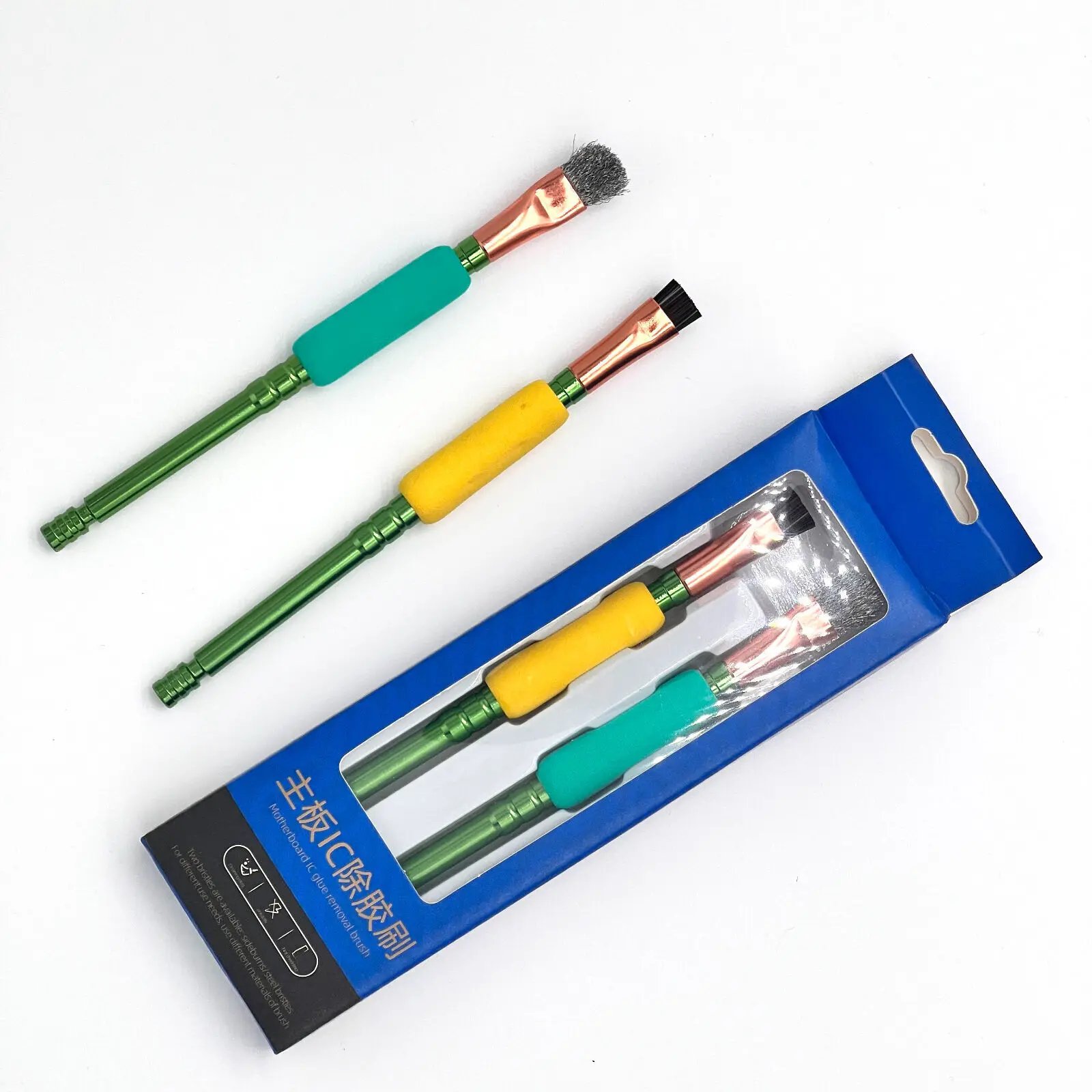 2pcs/pack Muti-purpose Brush Superfine IC Chip PCB Glue Removing Cleaning Tool Steel Brush for Motherboards Chip Glues Removal