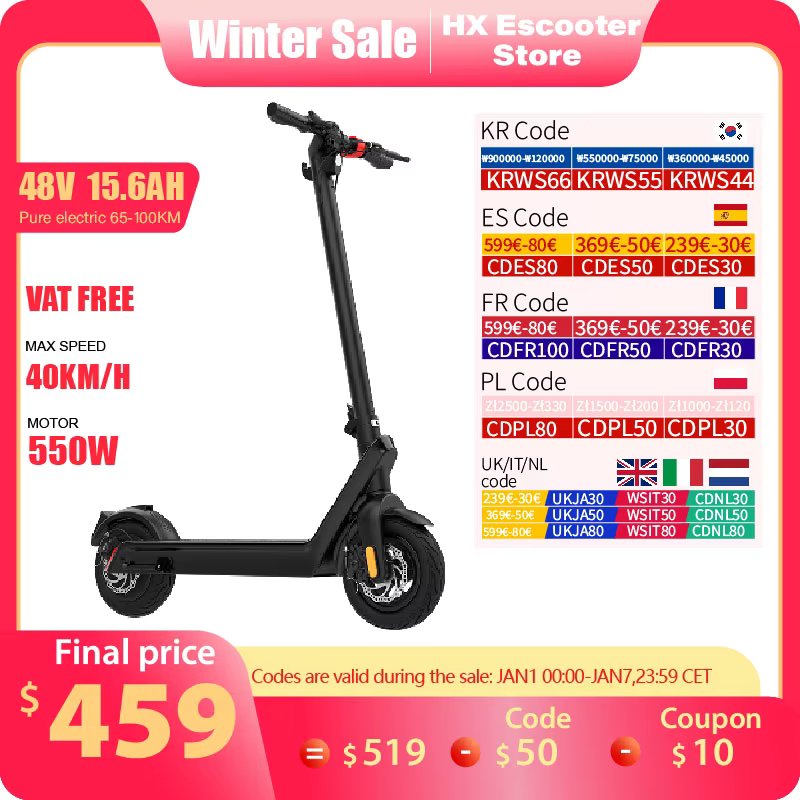 HX X9 Powerful Electric Scooter Adult 500W 15.6AH 36V Electric Skateboards 10.0 inch Self-Balance Electric Kick Scooter