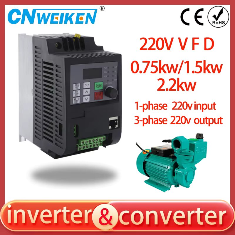220V 0.75/1.5/2.2KW Mini VFD 1phase input 220V 3phase output 220V Variable Frequency Inverter For Motor Speed Control Converter