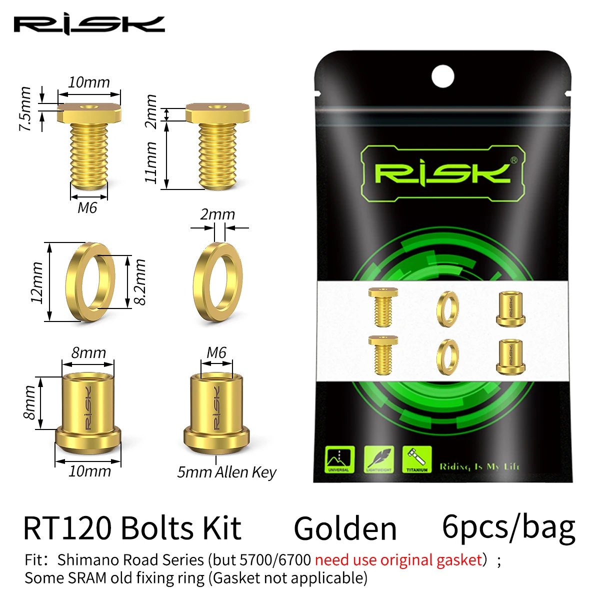 6pcs Golden
