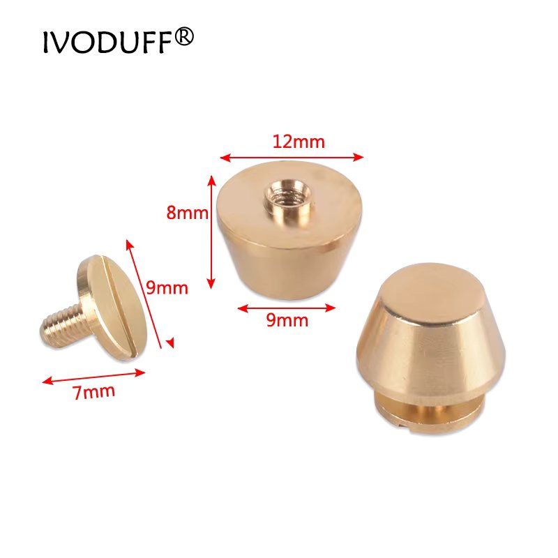Metal Brass Bag Feet Stud, 12mm All Brass For DIY Purse, Metal Stud For Handbag Making