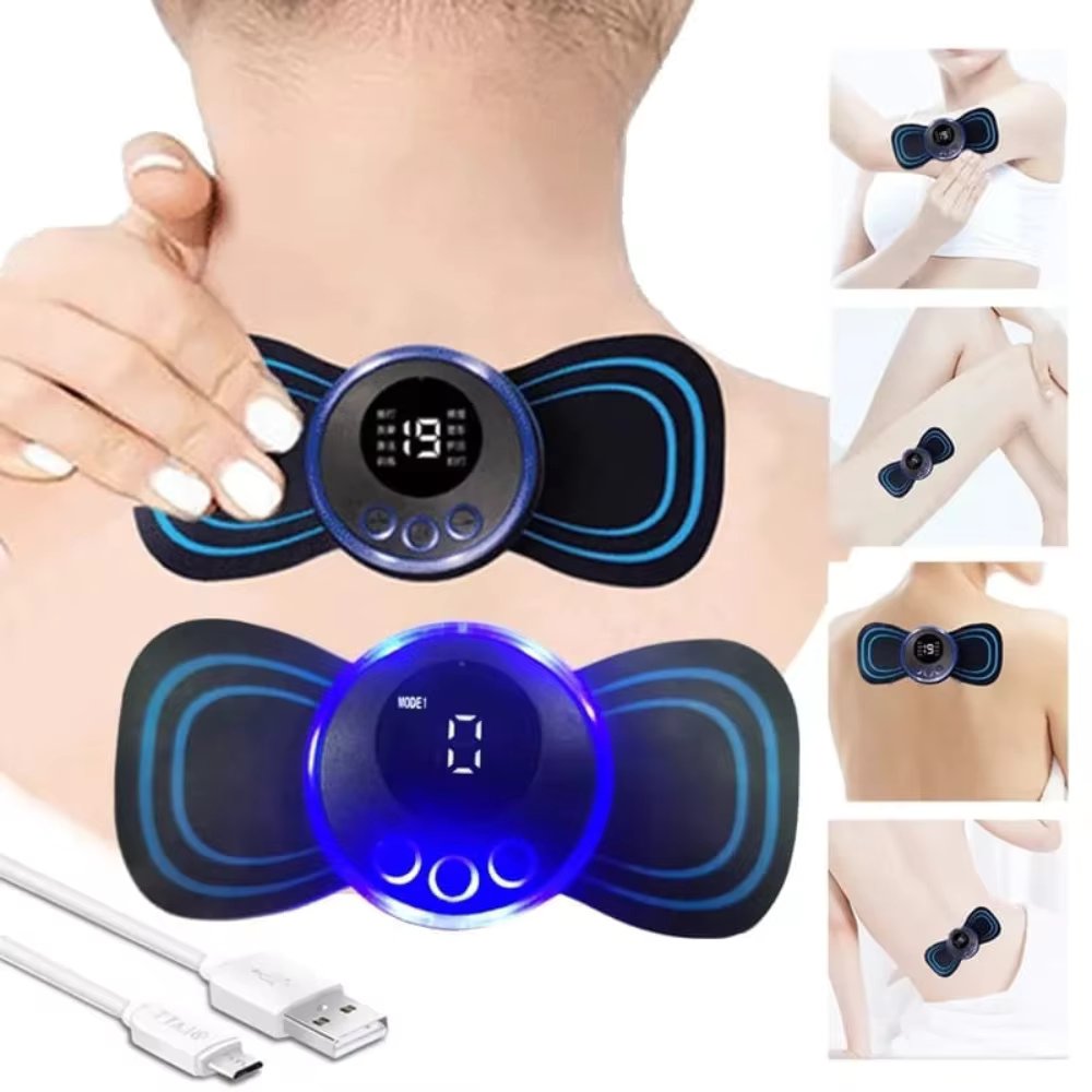 KIT 1 Mini Massageador Elétrico Portátil Cervical EMS Pratico