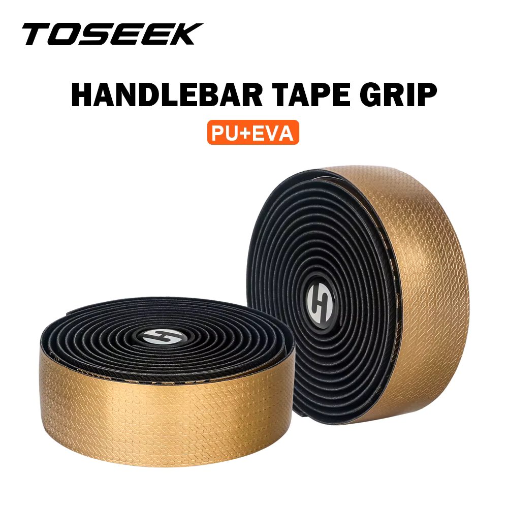 TOSEEK Bicycle Handlebar Tape Anti-Vibration PU EVA Bent Cycling Road Bike Tapes Racing Breathable Non-Slip Handle Bar Belt Wrap