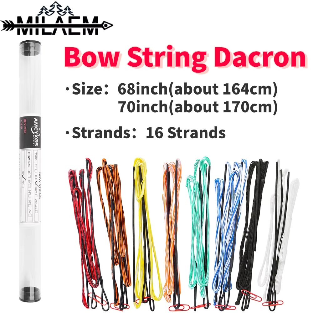 Archery Bow String 68inch/70inch 16 Strands Recurve Bow/Longbow Replacement Dacron Bowstring Hunting Target Shooting Accessories