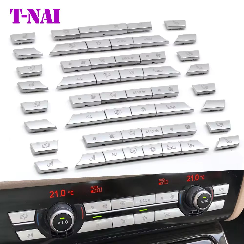 Silver Dashboard Air Conditioner Ac Buttons Cover Caps Repair Kit For BMW 5 6 7 Series X5 X6 F10 F11 F06 F12 F01 F02 F15 F16