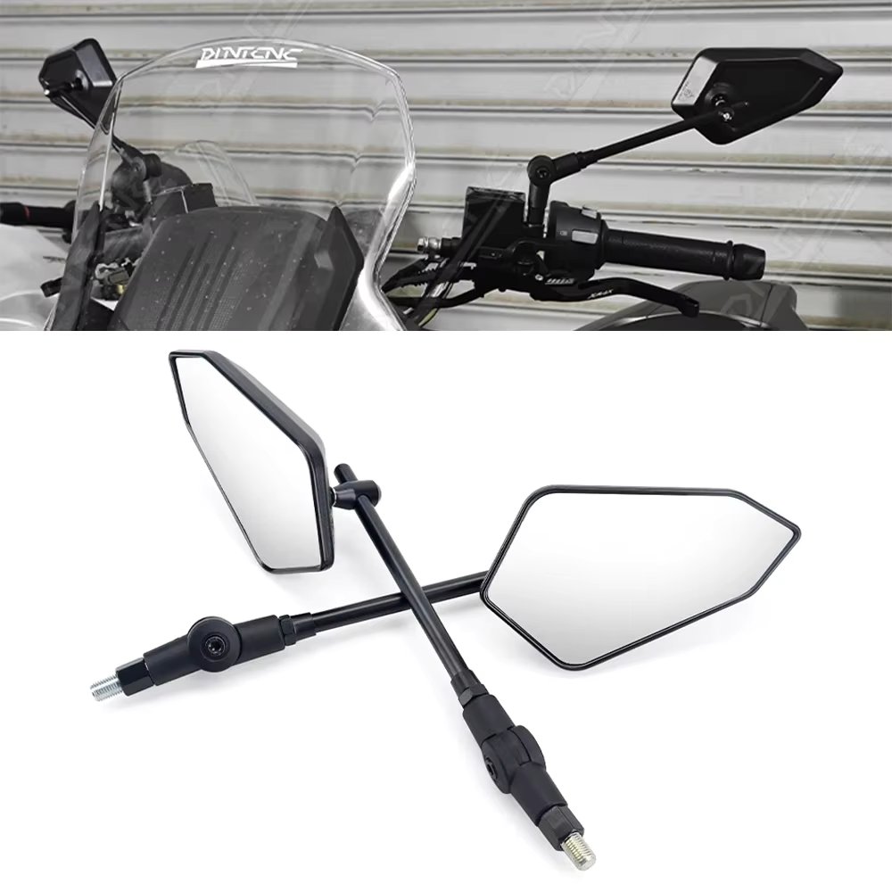E9 Motorcycle Scooter Universal Rearview Mirror For PCX NMAX Z900 MT07 GSXS1000 Foldable Rotating Adjustable Left Right Mirrors