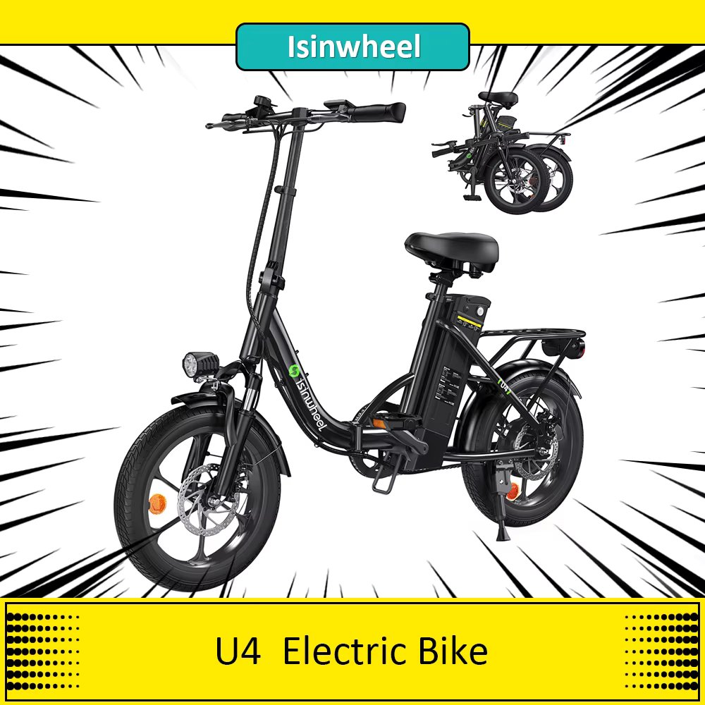 isinwheel U4 Electric Bike, 500W Motor, 36V 10.4Ah Battery, 16*2.15-inch Tires, 25km/h Max Speed, 88km Range, Disc Brakes