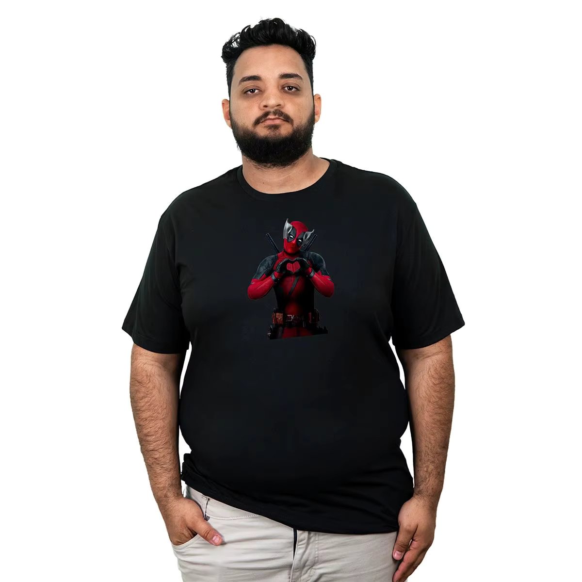 Men's Plus Size Cotton Deadpool Wolverine Fusion T-Shirt