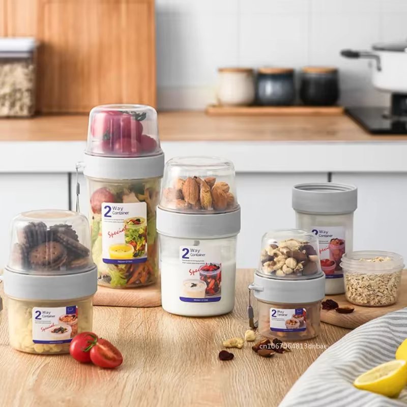 Breakfast On The Go Cups, Salad Cup To Go, Take And Go Yogurt Cereal Overnight Oats Snack Parfait Containers & Salad Dressing