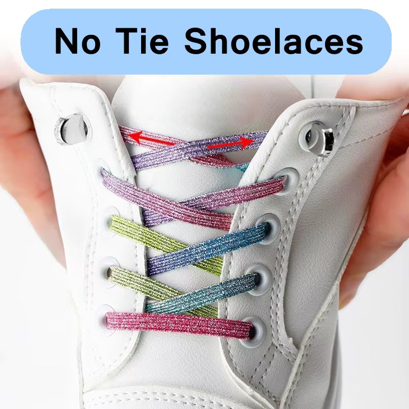 New Elastic Locking Shoelace Candy color No Tie Shoe laces Sneakers Quick Safety Flats Shoelace Kids and Adult Unisex Lazy laces